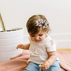 Barrette à nœud d'Halloween pour tout-petits avec motifs citrouilles et chats noirs