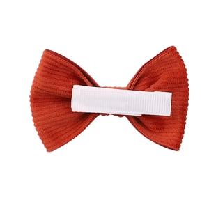 Caramel corduroy bow hair clip for girls with comfortable fabric-wrapped alligator clip