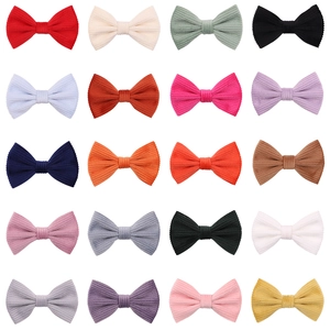 Handmade Corduroy Bow Hair Clips For Girls Vintage Floral Ribbed Fabric All Wrapped Safety Side Clips Toddler Accessories