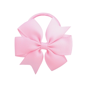 Nœud papillon rose en ruban gros-grain avec élastique pour cheveux pour filles
