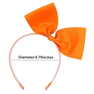 Serre-tête nœud orange vif pour filles avec monture antidérapante de 4,79 pouces