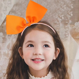 Serre-tête mignon avec nœud orange vif pour filles, accessoire de cheveux élégant