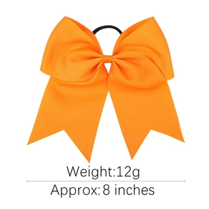 8 inch large orange grosgrain ribbon bow hair tie for kids with elastic rubber band