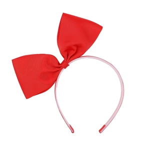 Serre-tête pour enfants avec nœud rouge en ruban côtelé et design antidérapant élégant