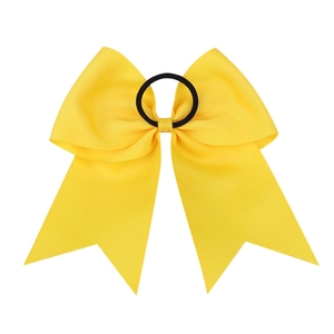 8 inch yellow grosgrain ribbon hair bow with elastic rubber band for girl dancing