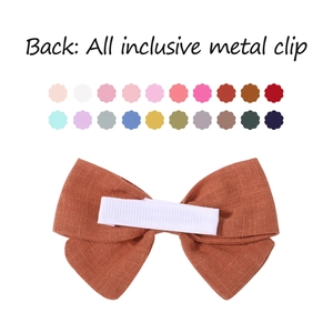 Braune Baumwoll-Schleifen-Haarspange für Babys mit sicherem, voll umschlossenem Metallclip