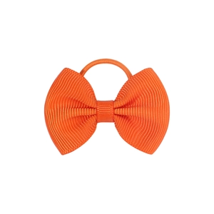 Morandi orange grosgrain ribbon bow hair tie with elastic band on white background