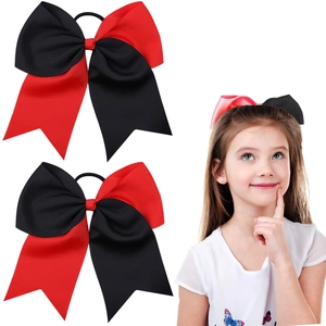 Large red and black dual-tone bow hair tie for girls with durable grosgrain ribbon