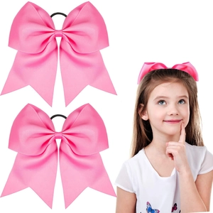 7.48 inch pink grosgrain ribbon swallowtail hair bow set for girls on white background