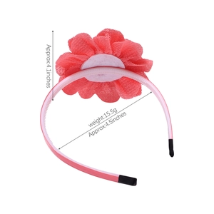 Serre-tête rose pour filles avec une grande fleur rouge en mousseline et résille élégante