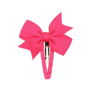 Barrette à cheveux avec nœud en ruban gros-grain rose vif et base en métal recouvert