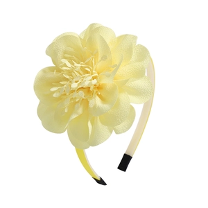 Serre-tête fleur en mousseline jaune pour filles fait main pour danse et fêtes d'été