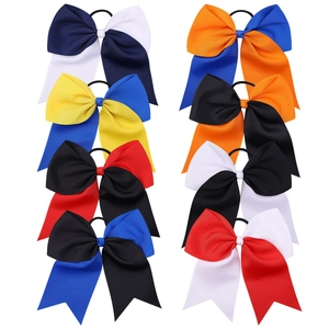 Grosgrain Ribbon Cheerleader Bow Hair Ties Bi-color Swallowtail Large Hair Rings For Kids Girls Sport Daily Hair Accessories