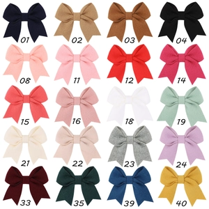 Collezione di 20 colori di fermagli per capelli a fiocco in tessuto di lino
