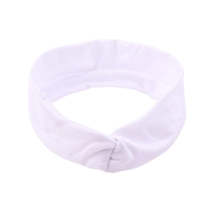 Detail of lavender twisted headband made of soft elastic knit fabric for sports and makeup