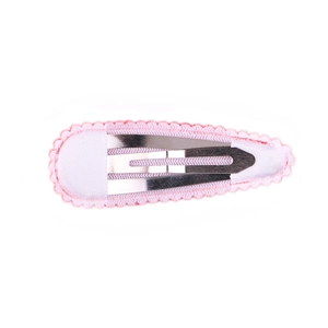 Pink fabric snap hair clip with scalloped edges for girls' daily hair accessories