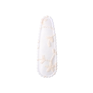 Floral embroidered BB hair clip with white fabric and star patterns for women