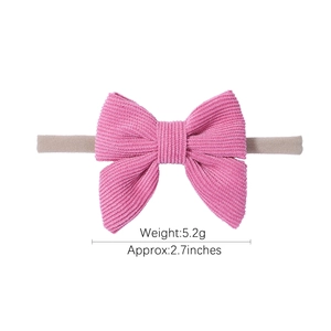 Fascia per neonati con fiocco in velluto a coste rosa e alta elasticità per bimbi