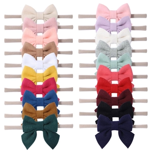 Baby Girls Soft Elastic Nylon Headbands Solid Color Fabric Bow Hairband Cute Infant Toddler Hair Accessories For Photography