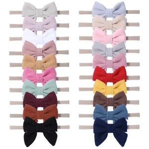 Fascia per Capelli Neonata Fiocco Velluto a Coste Elastica in Nylon per Bambini Trama a Costine Accessori per Capelli Fascia