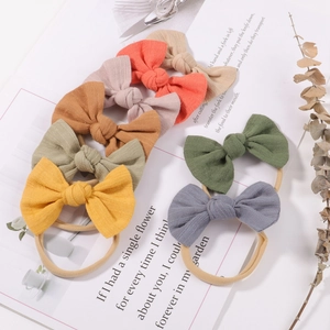 7-pack Morandi colors baby nylon headbands with ribbon bows for infants and toddlers