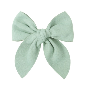 Elegant mint green plush velvet bow hair clip for girls party hair styling accessories
