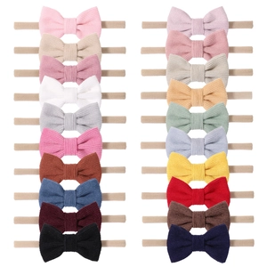 Bandeau Bébé Avec Nœud en Velours Côtelé Bande Cheveux en Nylon Très Élastique pour Petites Filles Accessoires