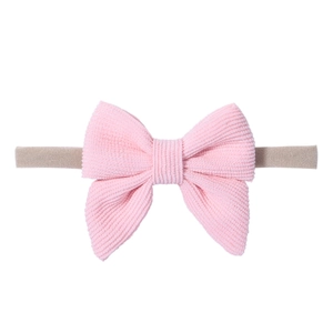 Fascia con fiocco in velluto a coste rosa e cinturino elastico per neonati e bimbi