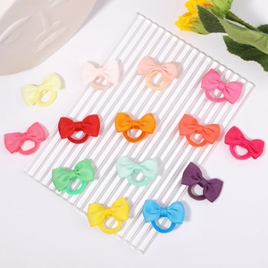 Set of 13 colorful 1.7-inch grosgrain ribbon bow nylon hair bands for girls and babies
