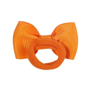 Orange nylon hair bow tie for kids with high-elastic ribbed ribbon on a white background