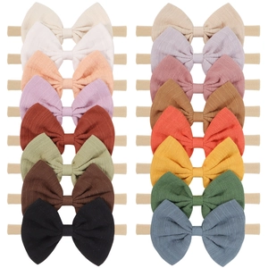 Baby Girls Nylon Headbands With Waffle Texture Bow Soft Elastic Infant Hairband For Newborn Toddler Hair Accessories