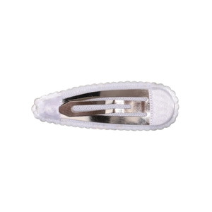 Cute white flower hair clip with wave edges and silver metal snap for women