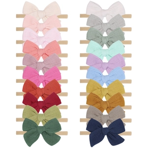 Super Soft Baby Headbands Cotton Fabric Bows Elastic Nylon Hair Bands For Newborn Toddler Infants Hair Accessories