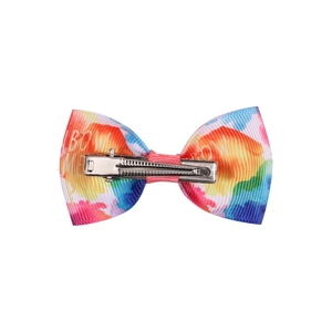 Barrette à cheveux nœud aquarelle arc-en-ciel pour filles avec pince croco en métal