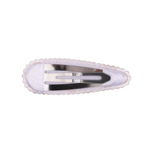 Cute embroidered floral snap hair clip with white ruffled lace for toddler girls