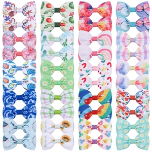 Pinces à Cheveux Nœud en Ruban Gros-Grain pour Enfants Motifs Imprimés Colorés Accessoires Cheveux pour Bébé Fille