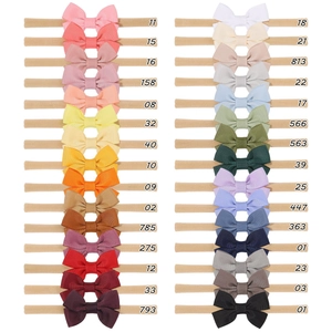 Set of 30 colorful handmade baby bow headbands with high elastic nylon bands for girls