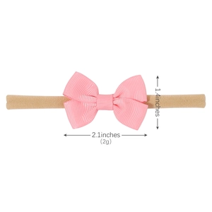Pink ribbon bow baby headband made of high-elastic nylon with size details