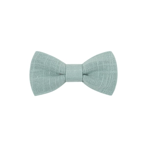Detail shot of the mint green linen fabric texture on the 2-inch kids bow hair clip
