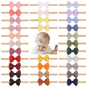 Handmade High Elastic Bow Baby Headband Soft Nylon Grosgrain Ribbon Hair Band For Infants Toddlers Kids Accessories