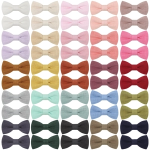 Handmade Cotton Linen Bowknot Hair Clips For Girls Solid Color All-inclusive Duckbill Clips Cute Kids Side Clips Hair Accessories