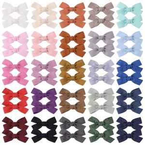 Handmade Flannel Bowknot Hair Clips For Girls Solid Color Alligator Hair Pins Kids Bow Hair Accessories Boutique Headwear