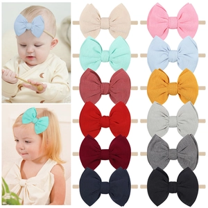 Bandeau de Bébé en Nylon Élastique avec Nœud Mélange de Coton Accessoires de Cheveux pour Nouveau-Né Enfant Bandeau Extensible