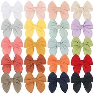 Handmade Fabric Bow Alligator Hair Clips For Kids Solid Color Sweet Bowknot Hairpins DIY Hair Accessories For Girls