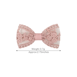 Barrette à cheveux avec nœud en dentelle rose brodée pour filles et mesures