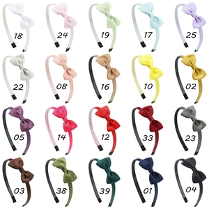 Collection of 20 colors grosgrain ribbon bow headbands for girls with non-slip tooth design