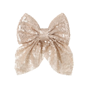 Barrette à cheveux à paillettes dorées champagne pour filles avec base en tulle
