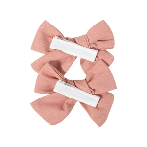 Set of two dusty rose handmade fabric bow hair clips with fully lined alligator clips