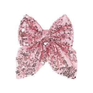 Pince à cheveux nœud papillon en paillettes roses pour filles au design élégant