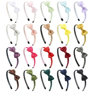 Handmade Grosgrain Ribbon Bow Headband For Kids Girls Cute Solid Color Princess Hairband Sweet Fashion Hair Accessories
